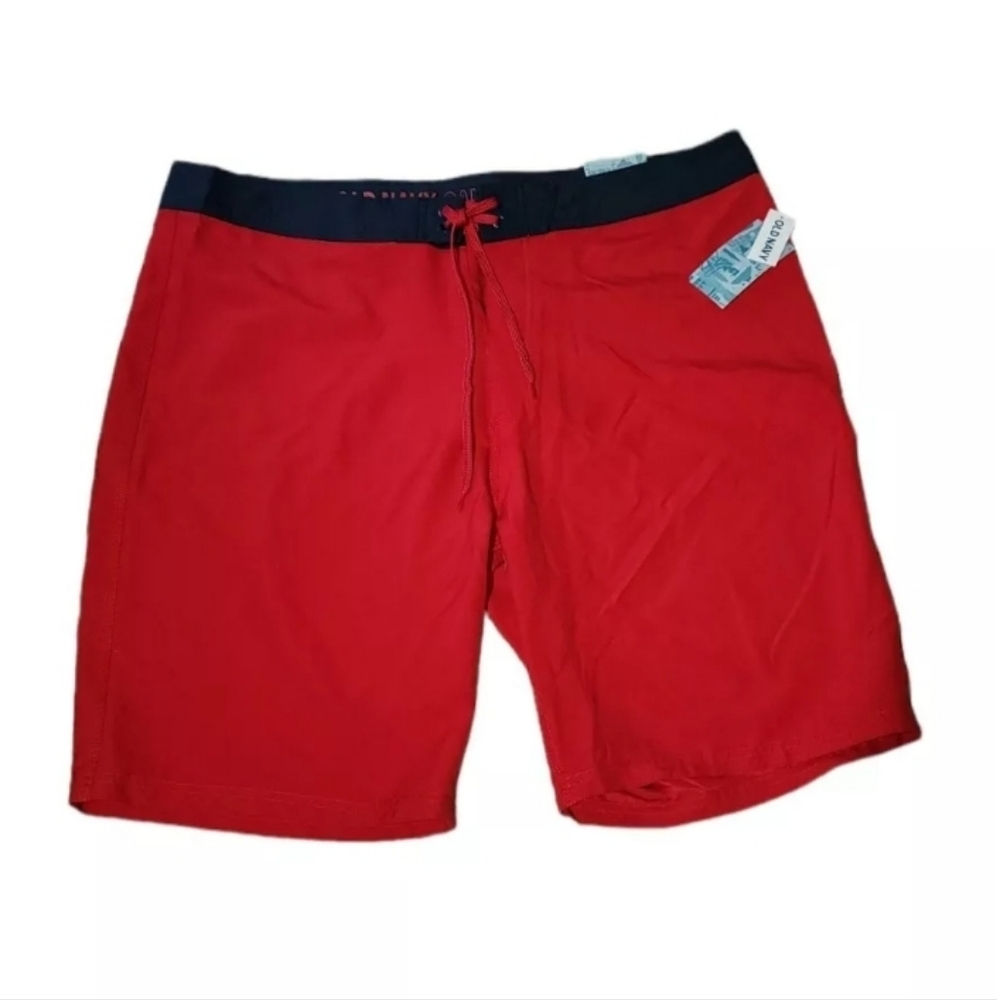 Old Navy California Men's Board Shorts NWT Size 40‎ Red Knee Length UPF 40